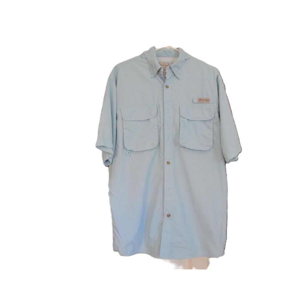Bimini Bay Outfitters LTD Fishing Shirt Mens Blue SS Vented Multi Pocket Size M